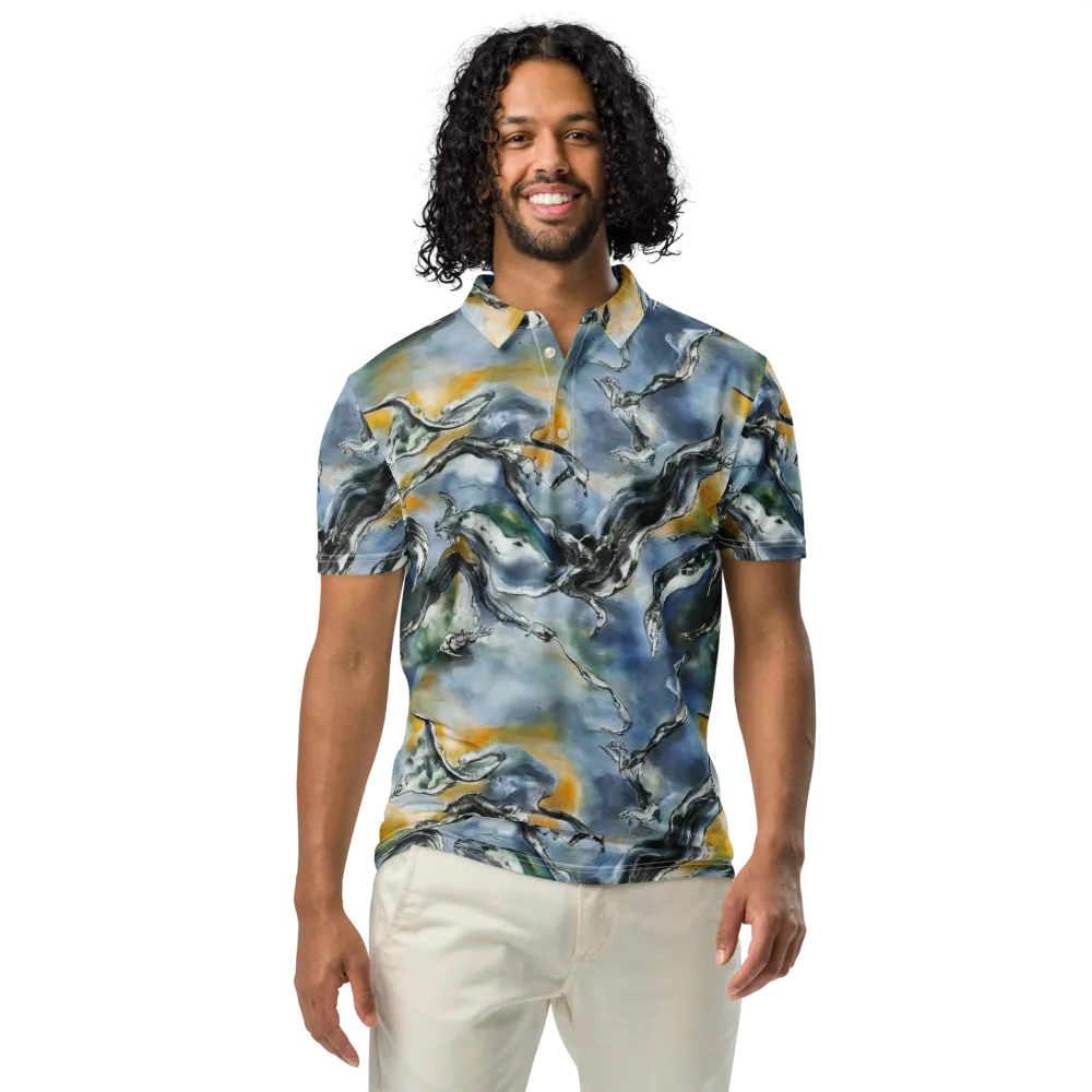Whale Song on Men's Slim Fit Polo Shirt — Front