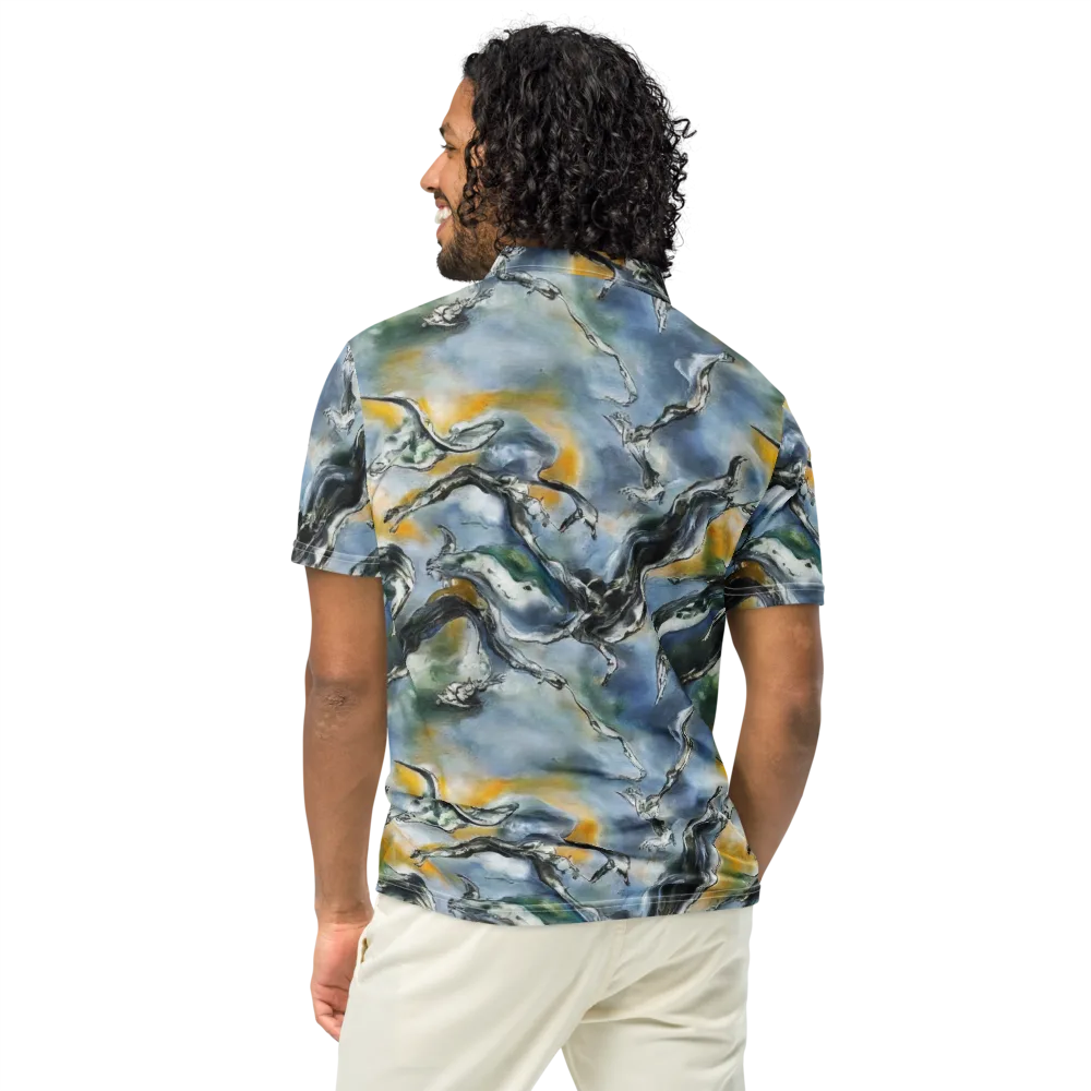 Whale Song on Men's Slim Fit Polo Shirt — Back