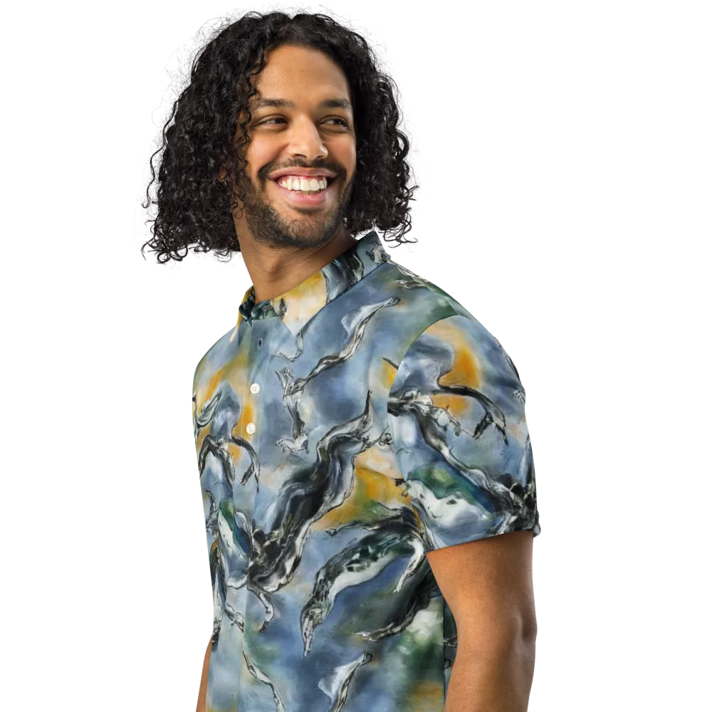 Whale Song on Men's Slim Fit Polo Shirt — Left Front