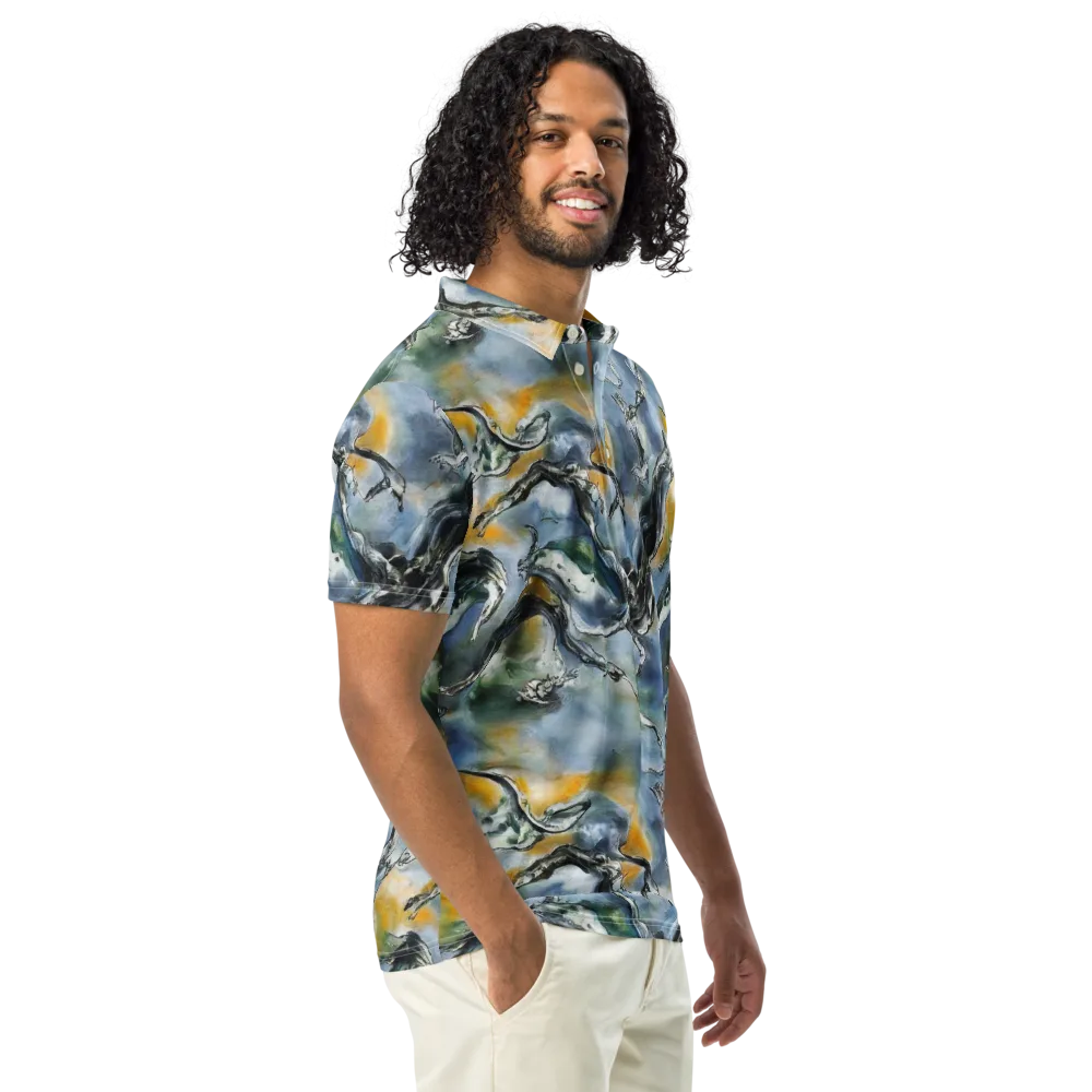 Whale Song on Men's Slim Fit Polo Shirt — Right Front