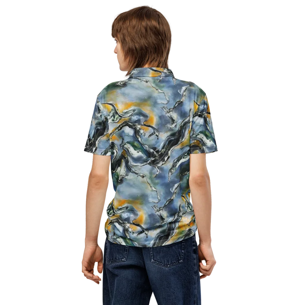 Whale Song on Men's Slim Fit Polo Shirt — Back