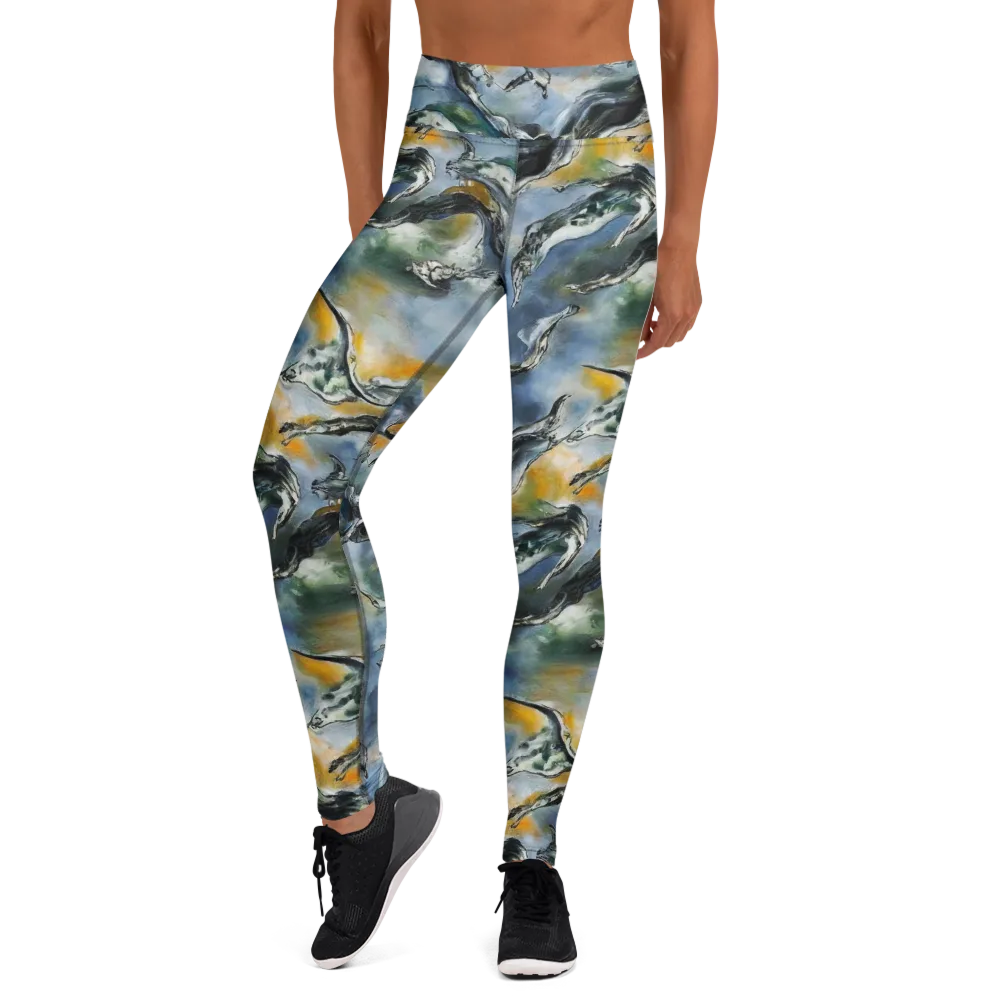 Whale Song on Yoga Leggings — Front