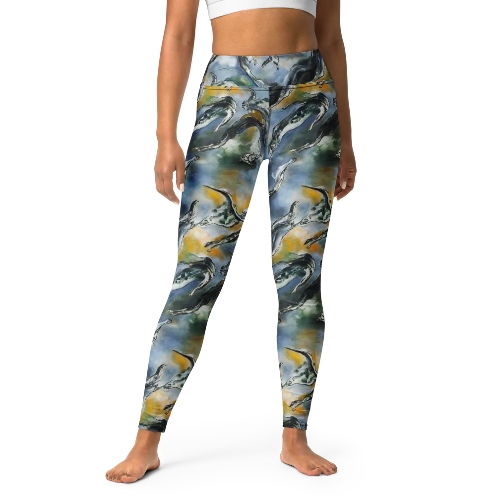 Whale Song on Yoga Leggings — Front