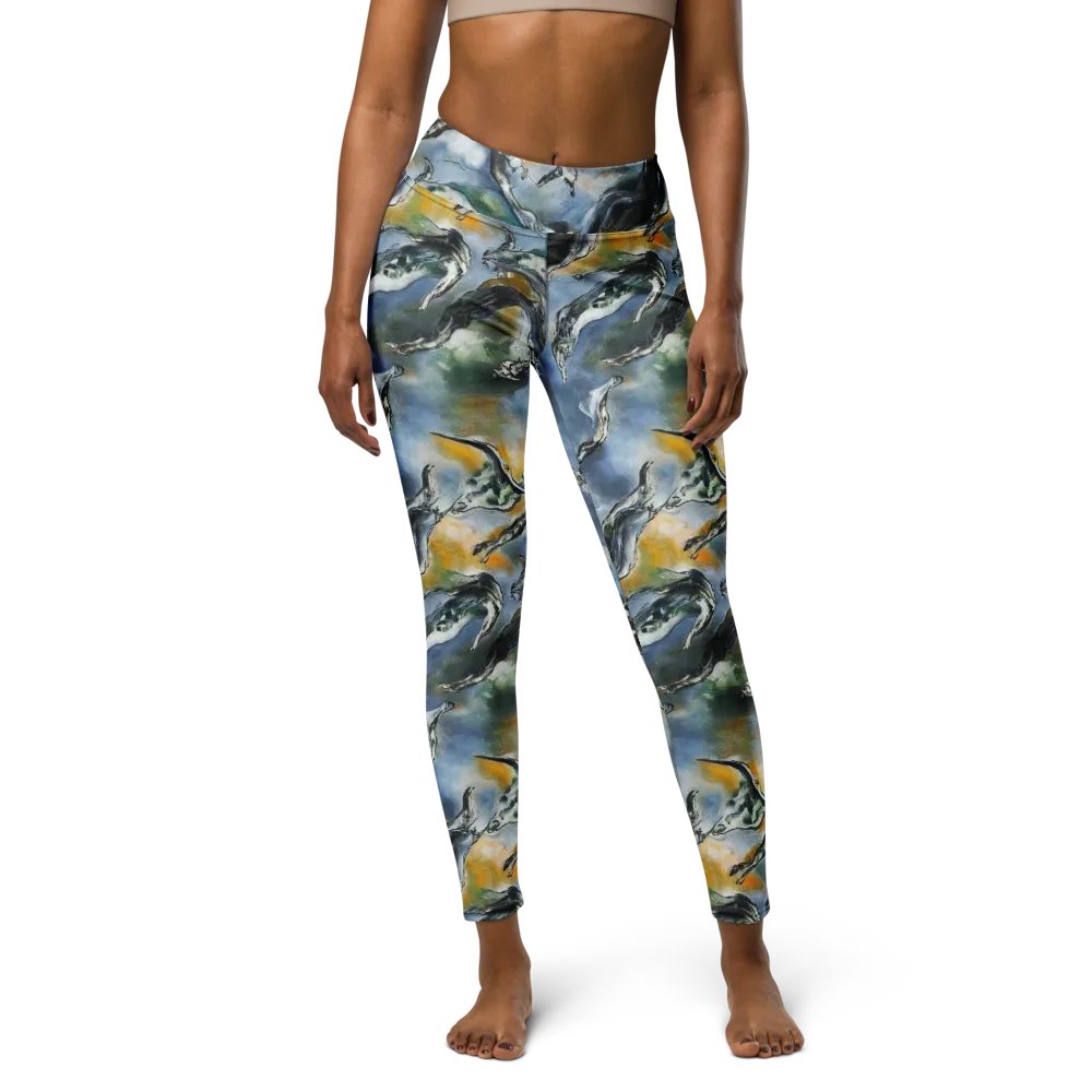 Whale Song on Yoga Leggings — Front