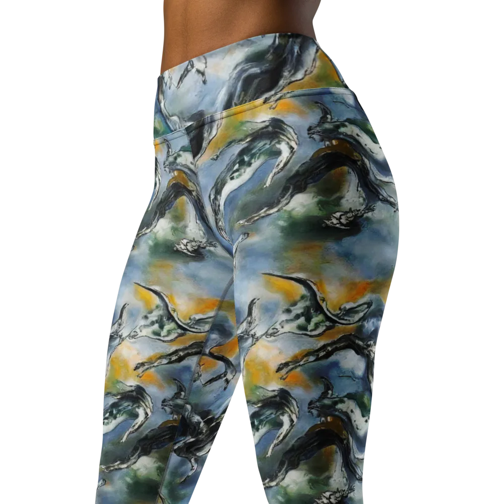 Whale Song on Yoga Leggings — Left Front