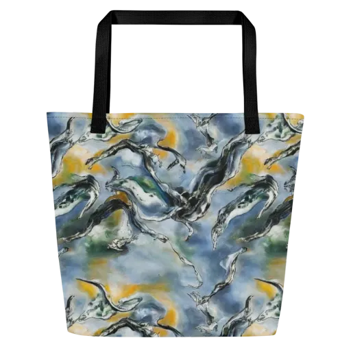 Whale Song on a Large Tote Bag W/ Pocket