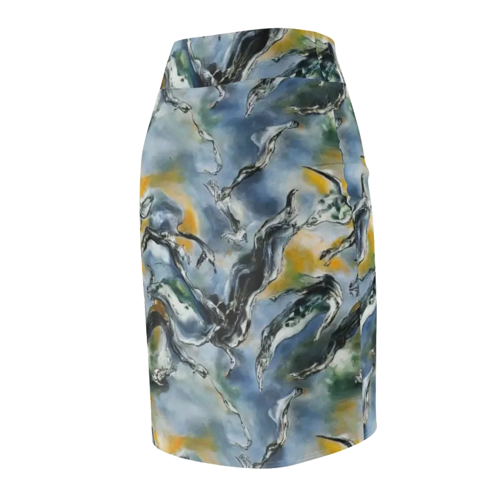 Whale Song on Pencil Skirt — Back Side