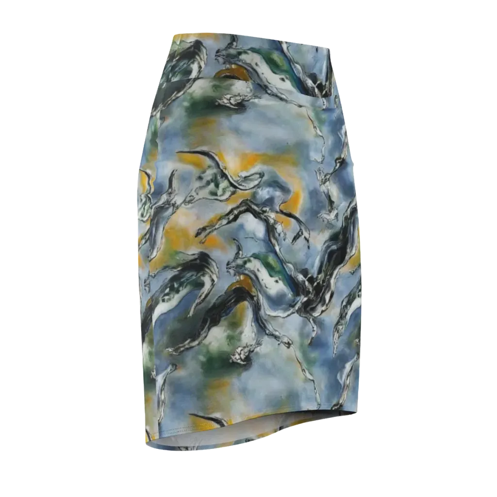 Whale Song on Pencil Skirt — Front Side