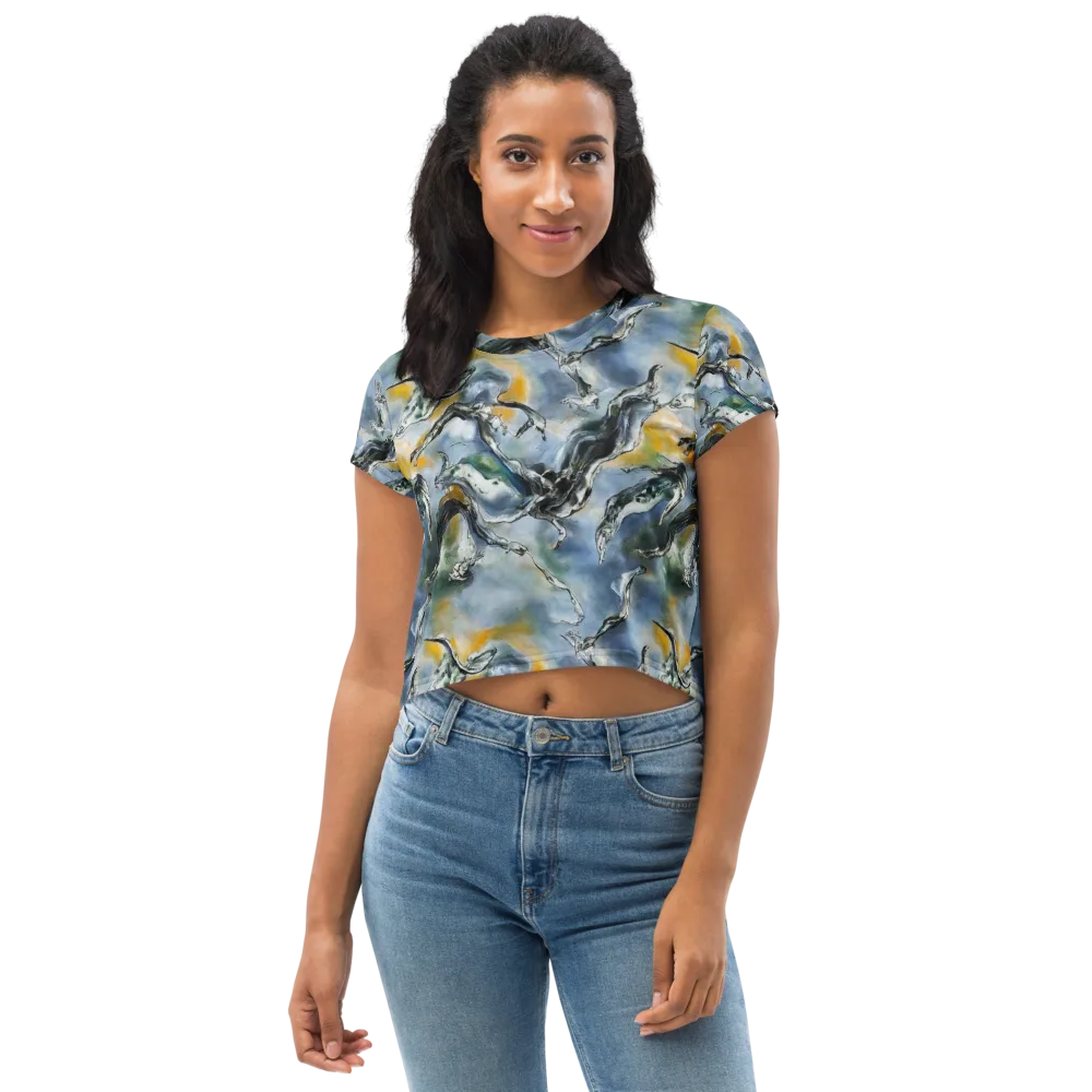Whale Song on Crop Tee — Front