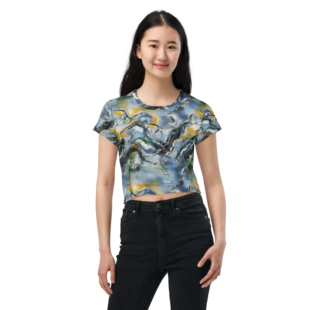 Whale Song on Crop Tee — Front