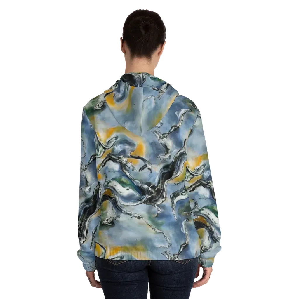 Whale Song on Women's Full-Zip Hoodie — Back On Person