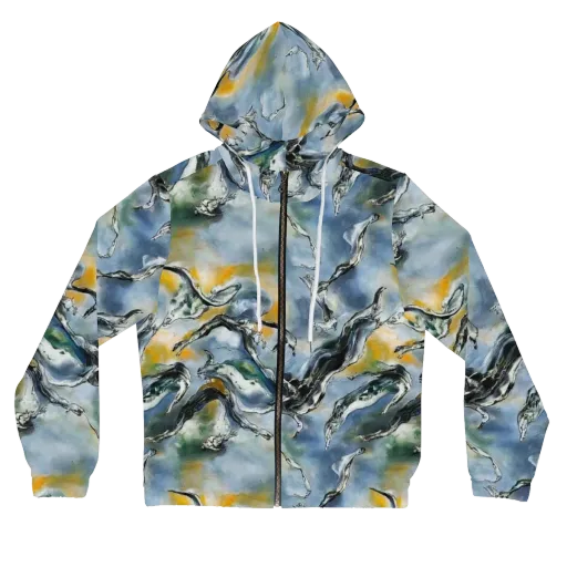 Whale Song on a Women's Full-Zip Hoodie