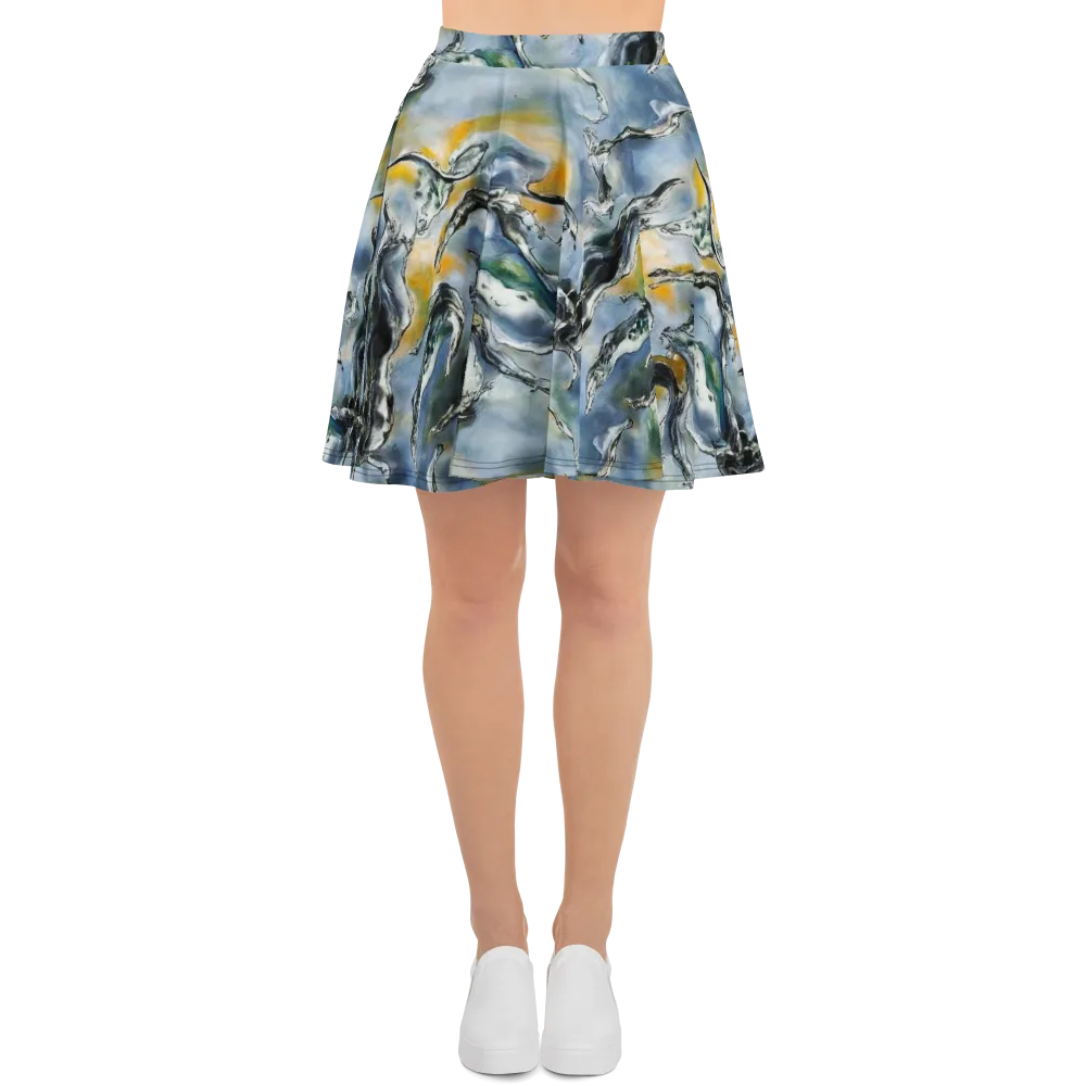Whale Song on Skater Skirt — Front