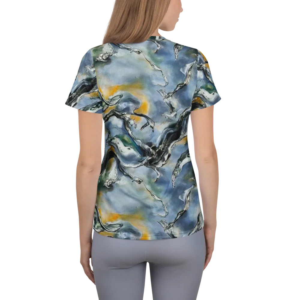 Whale Song on Women's Athletic T-Shirt — Back