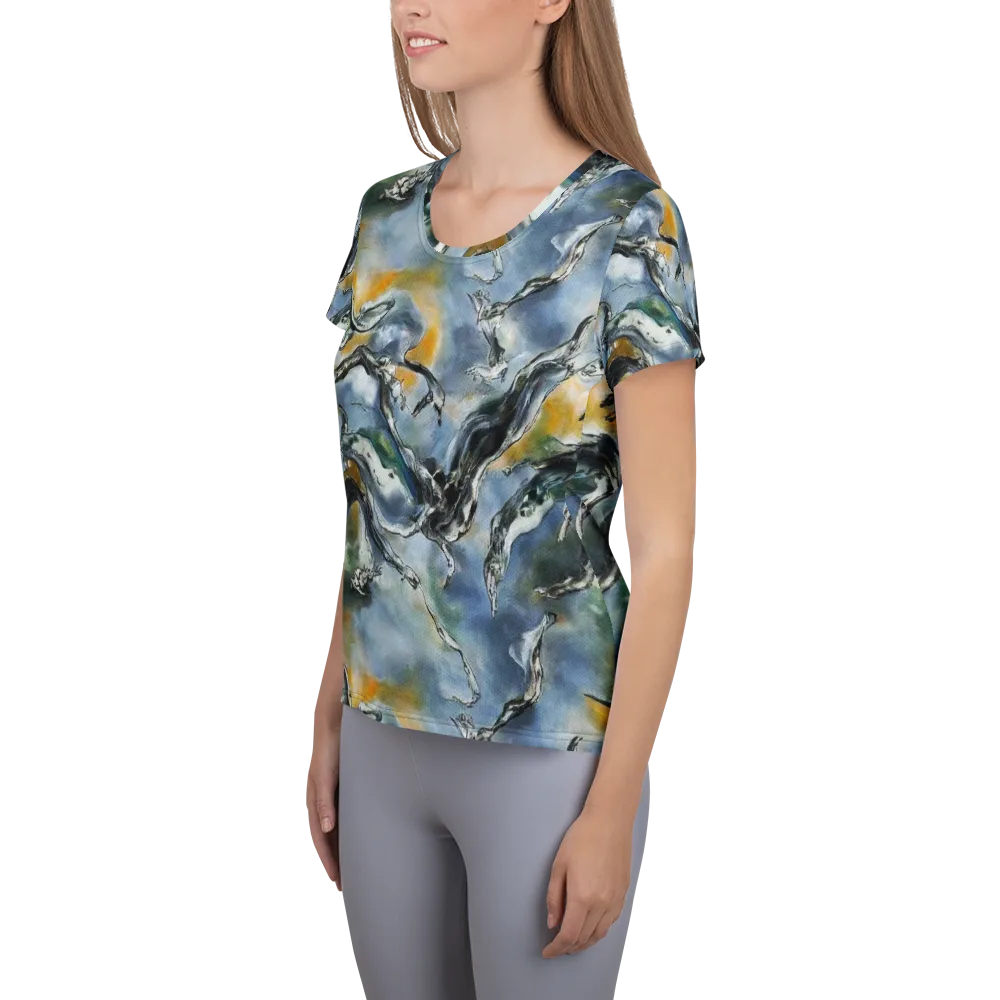 Whale Song on Women's Athletic T-Shirt — Left