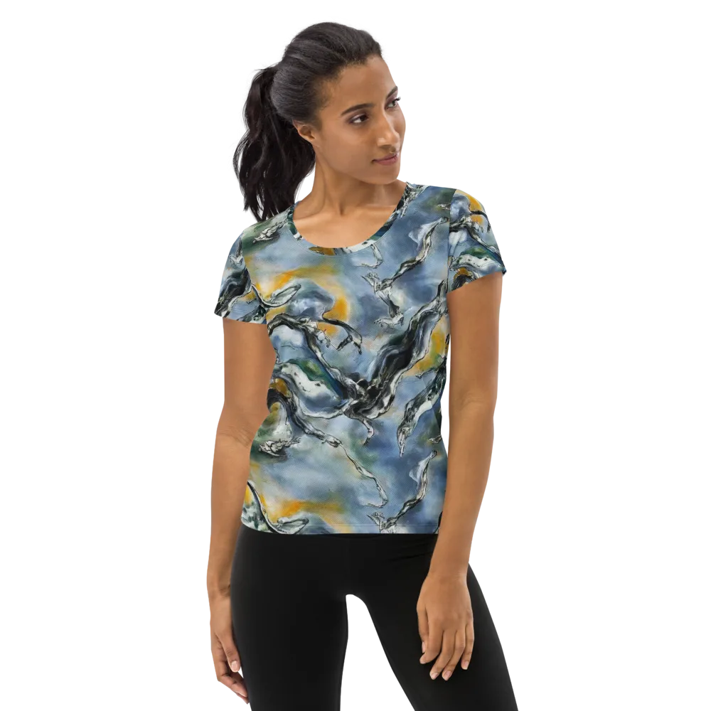 Whale Song on Women's Athletic T-Shirt — Front