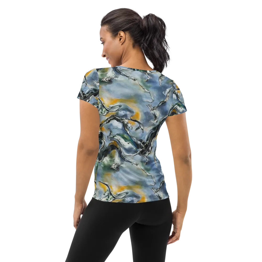 Whale Song on Women's Athletic T-Shirt — Back
