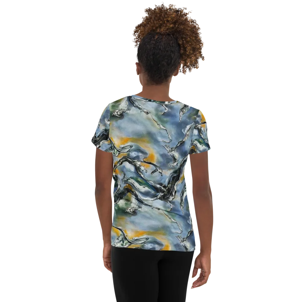 Whale Song on Women's Athletic T-Shirt — Back