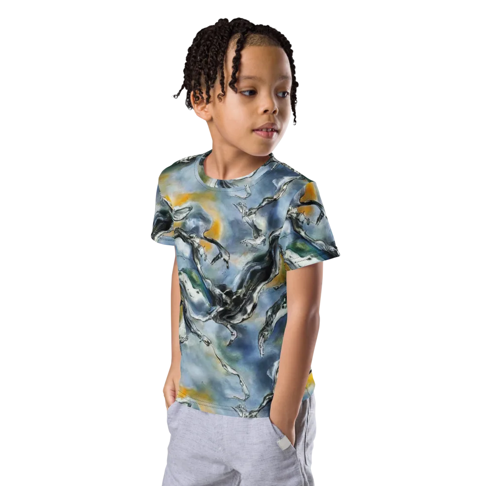 Whale Song on Kids Crew Neck T-Shirt — Left Front