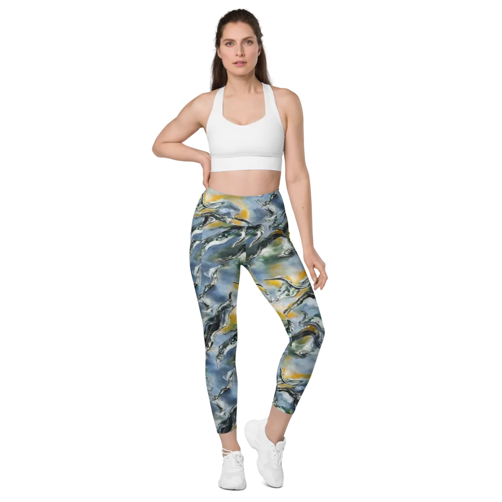 Whale Song on Leggings with Pockets — Front