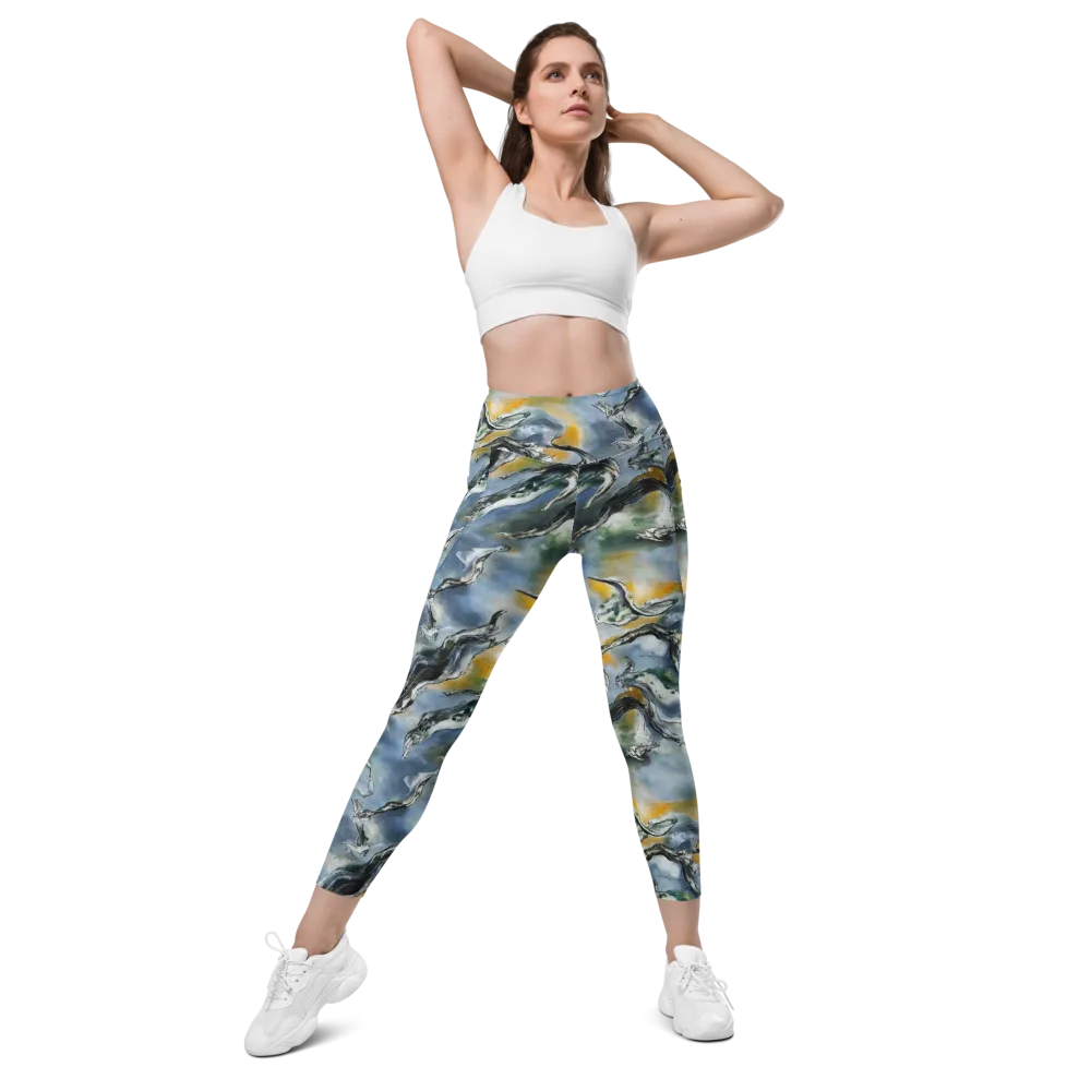 Whale Song on Leggings with Pockets — Front