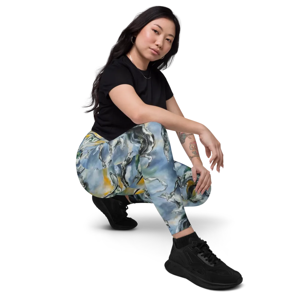 Whale Song on Leggings with Pockets — Right Front