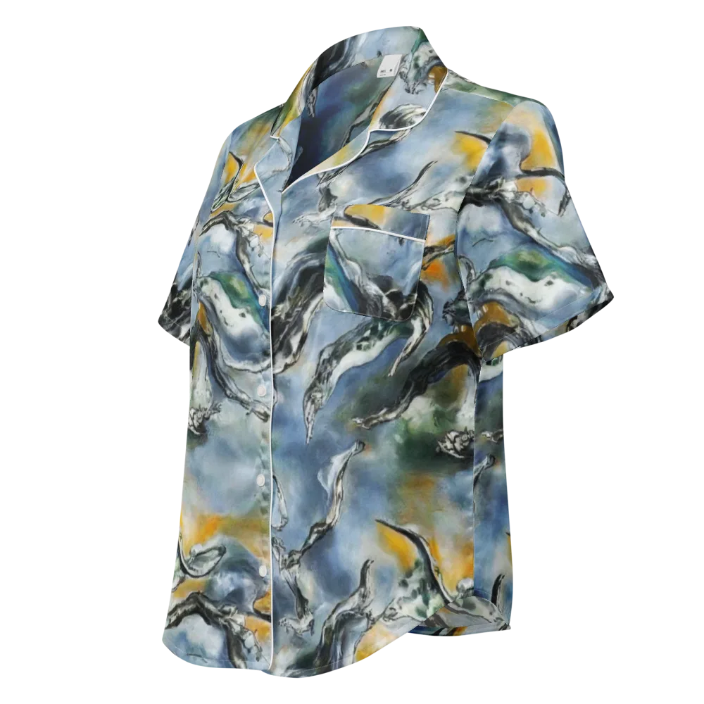 Whale Song on Women's Short Sleeve Pajama Top — Left Front