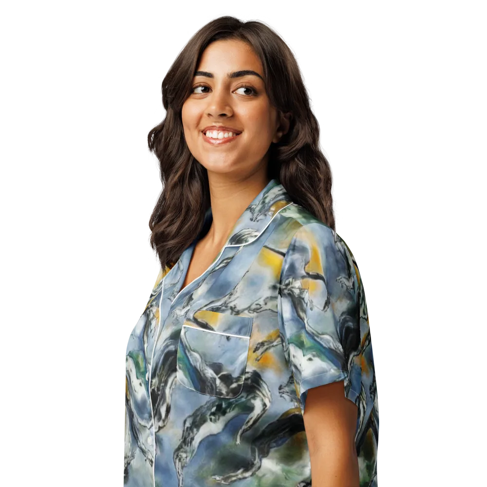 Whale Song on Women's Short Sleeve Pajama Top — Left Front