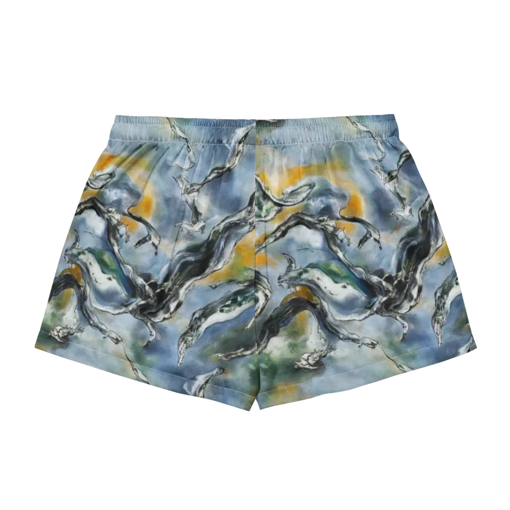 Whale Song on Women's Pajama Shorts — Back