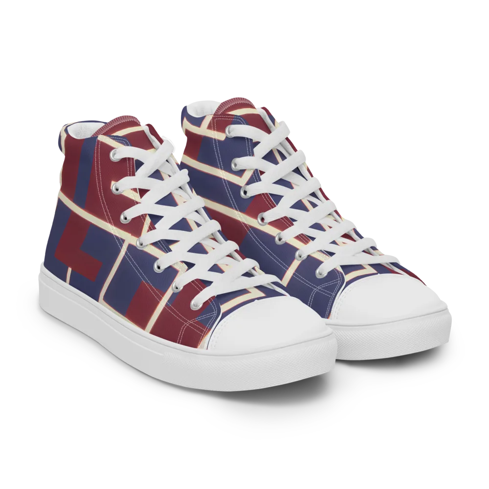 Luminous Maze on Men's High Top Canvas Shoes — Right Front