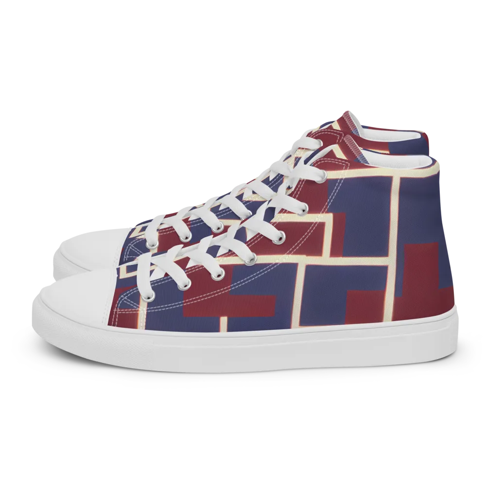 Luminous Maze on Men's High Top Canvas Shoes — Left