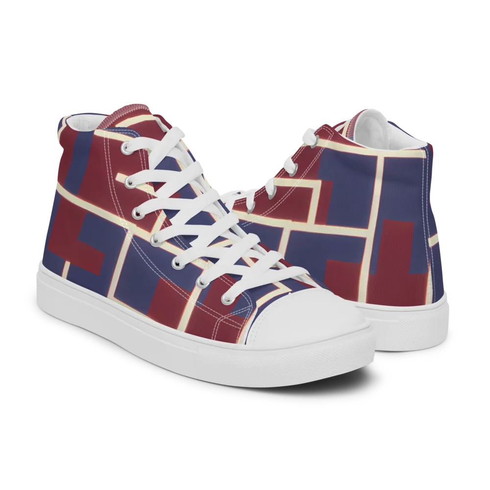 Luminous Maze on Men's High Top Canvas Shoes — Right