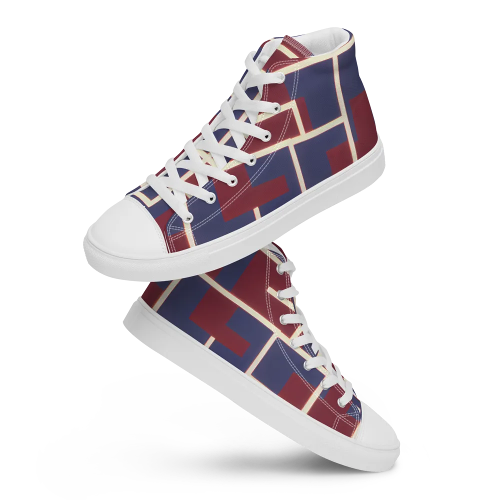 Luminous Maze on Men's High Top Canvas Shoes — Front