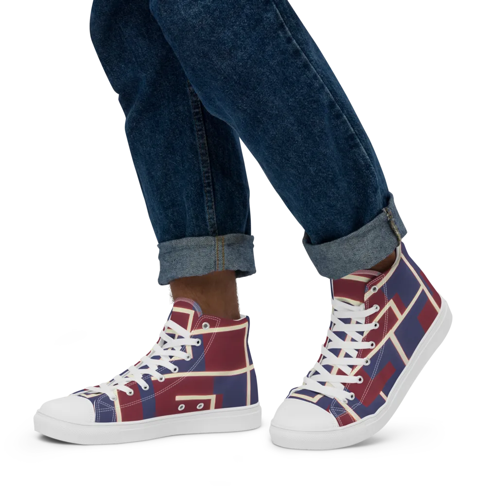 Luminous Maze on Men's High Top Canvas Shoes — Left