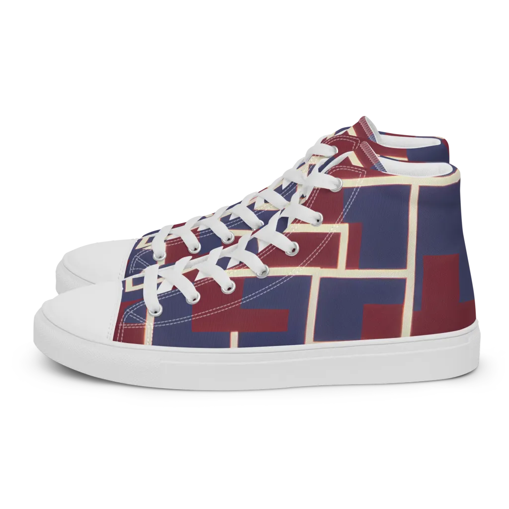 Luminous Maze on Women's High Top Canvas Shoes — Left