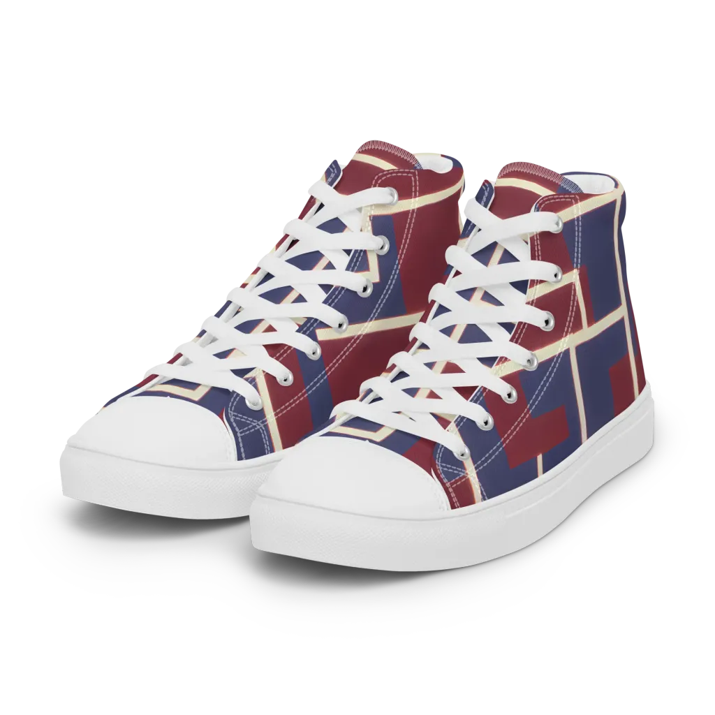 Luminous Maze on Women's High Top Canvas Shoes — Left Front