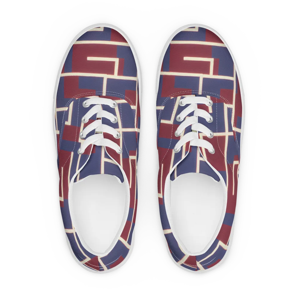 Luminous Maze on Men's Lace-Up Canvas Shoes — Front