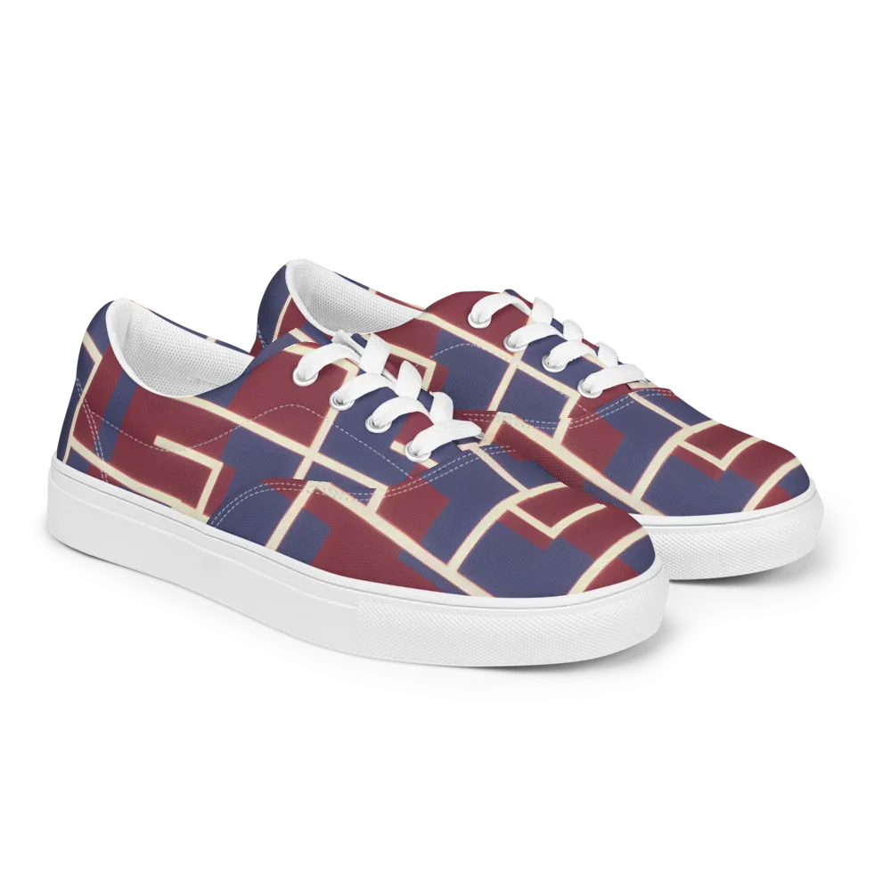 Luminous Maze on Men's Lace-Up Canvas Shoes — Right Front
