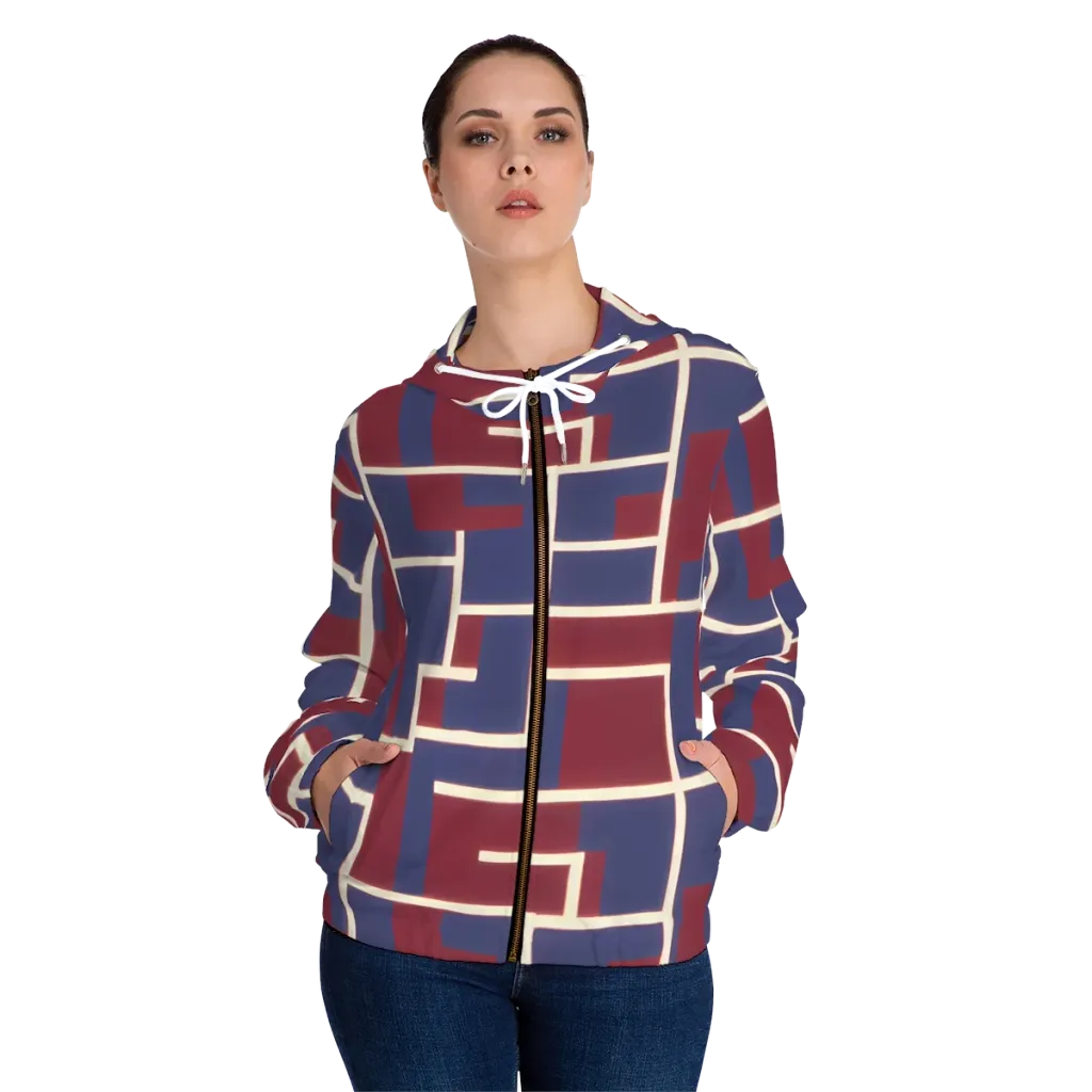 Luminous Maze on Women's Full-Zip Hoodie — Front On Person