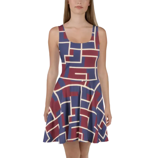Luminous Maze on a Skater Dress
