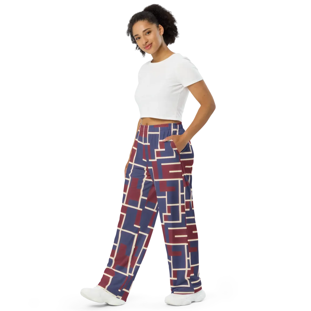 Luminous Maze on Wide-Leg Pants — Left Front