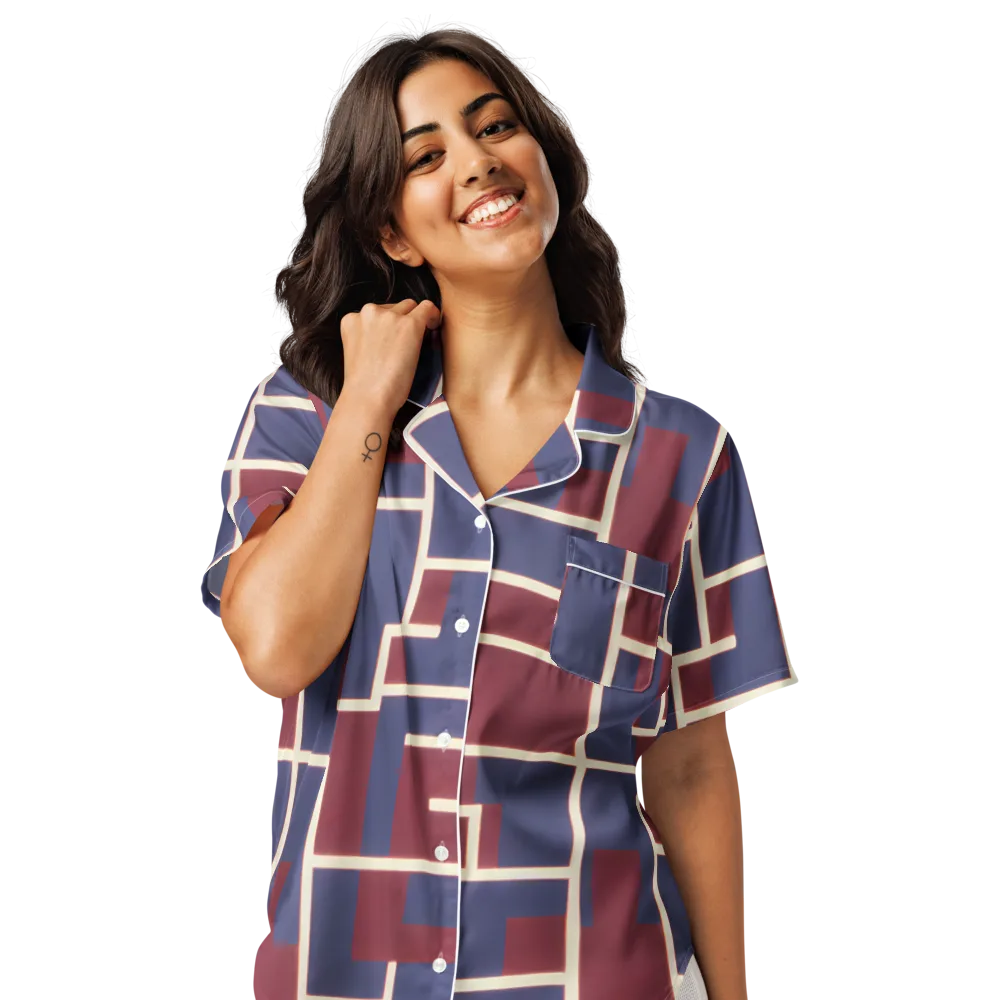 Luminous Maze on Women's Short Sleeve Pajama Top — Front