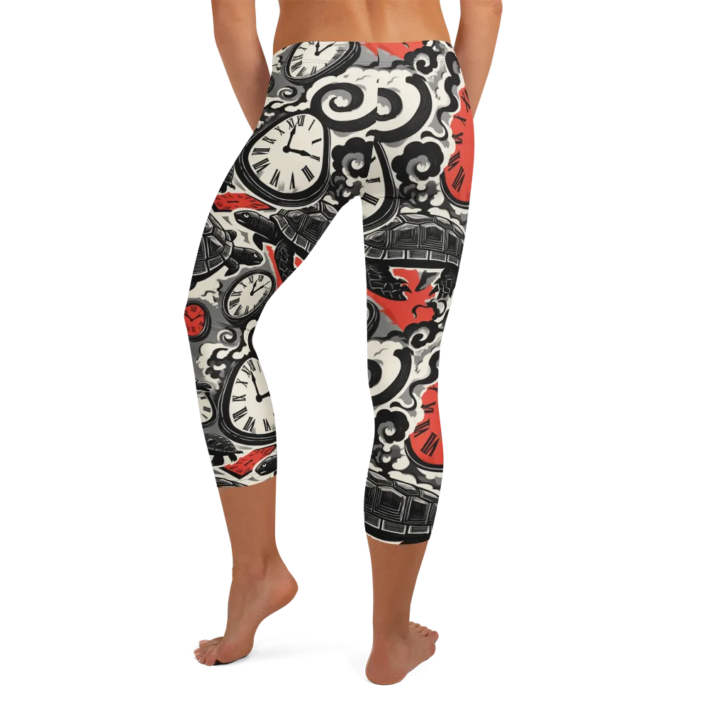 Red Hour Almanac on Capri Leggings — Back