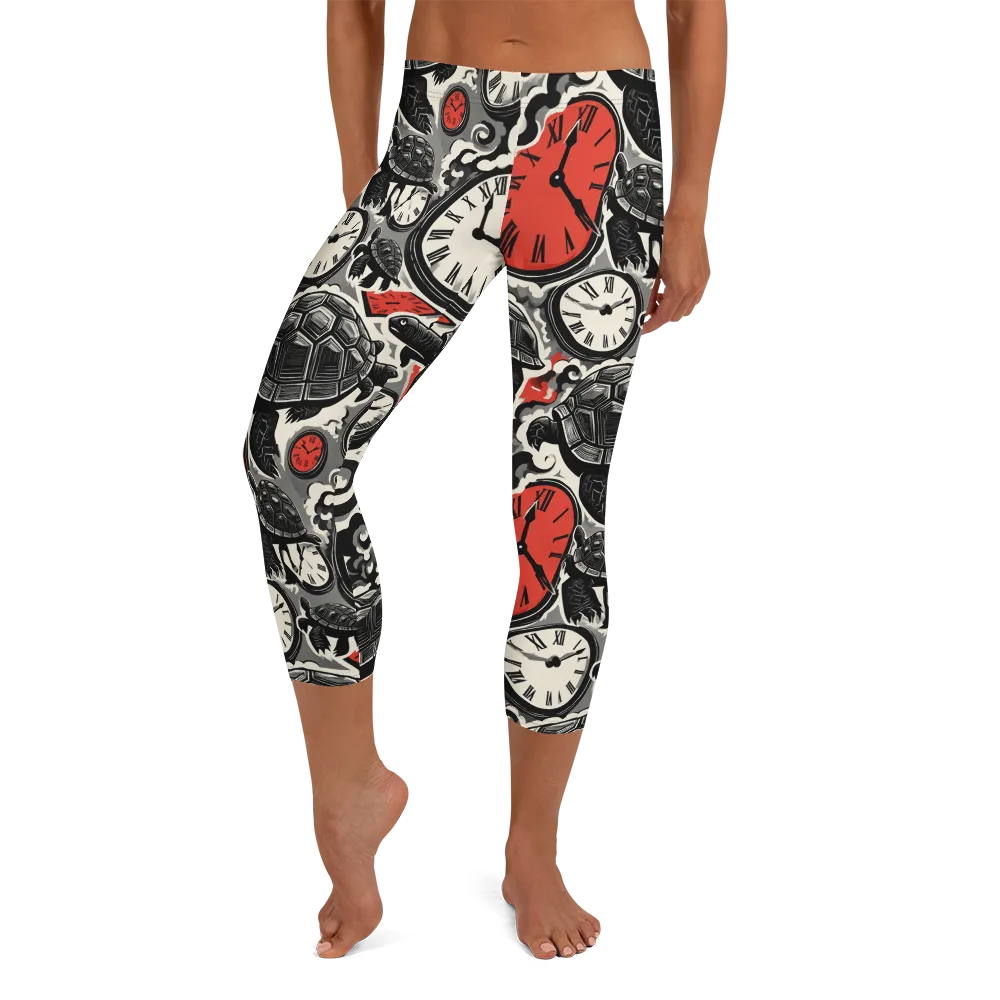 Red Hour Almanac on Capri Leggings — Front