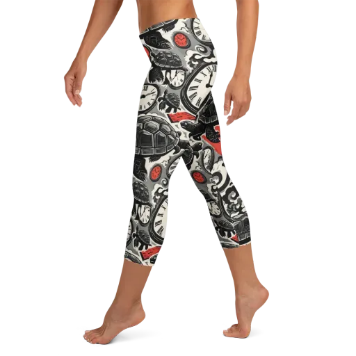 Red Hour Almanac on a Capri Leggings