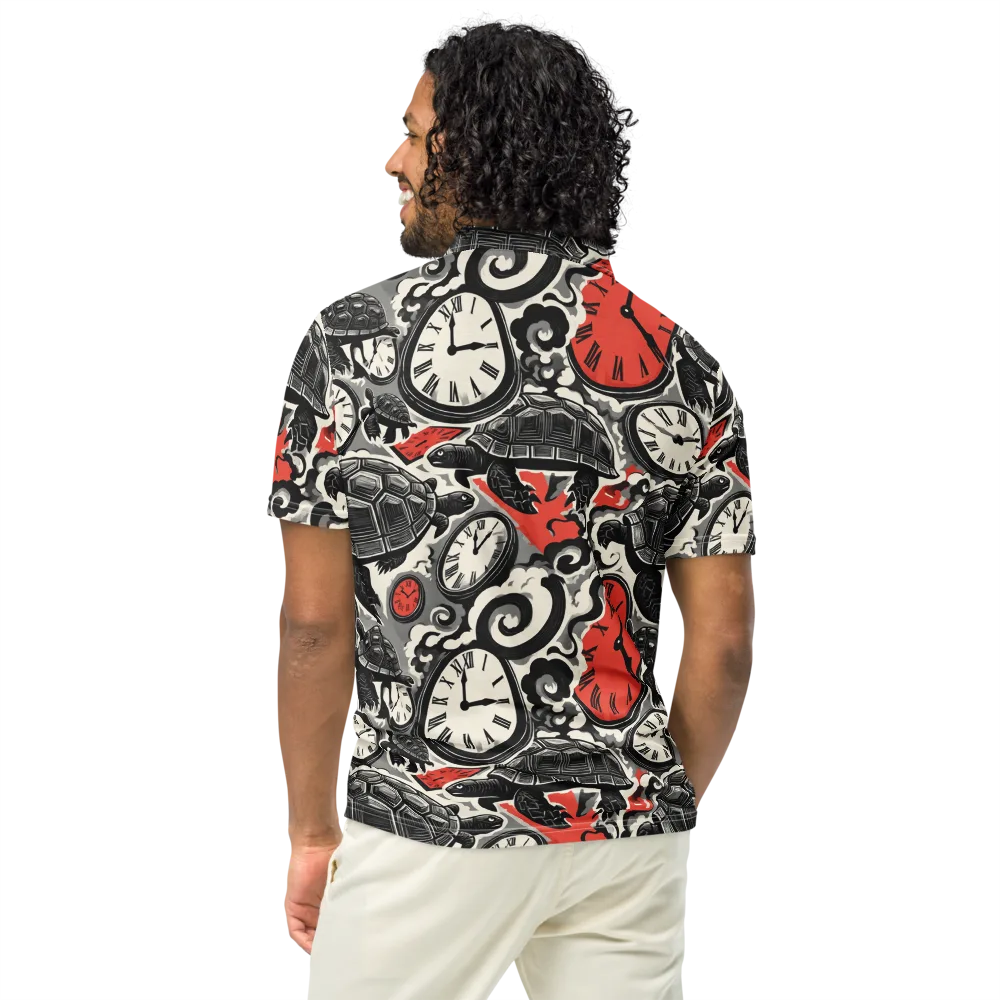Red Hour Almanac on Men's Slim Fit Polo Shirt — Back