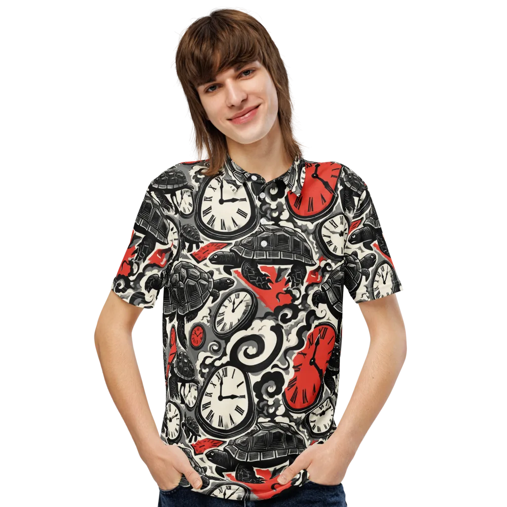 Red Hour Almanac on Men's Slim Fit Polo Shirt — Front