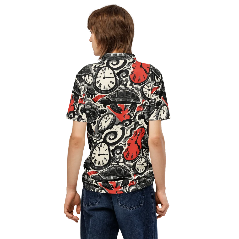 Red Hour Almanac on Men's Slim Fit Polo Shirt — Back