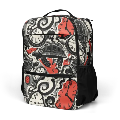 Red Hour Almanac on a Utility Backpack