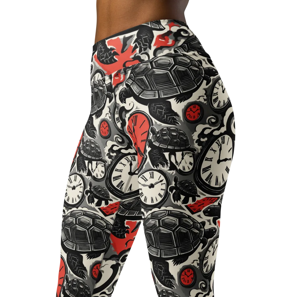 Red Hour Almanac on Yoga Leggings — Left Front